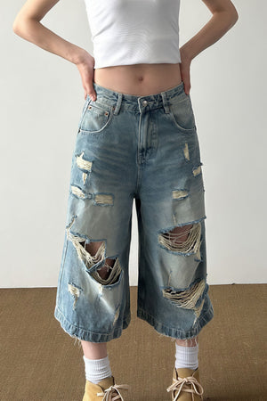 SALISANO - Jeans Capri in Denim Effetto Vintage