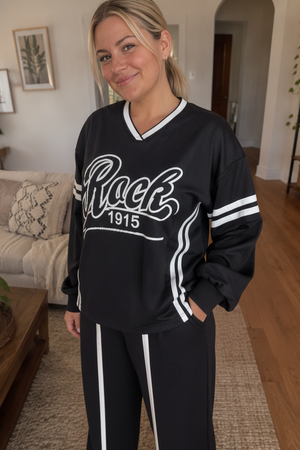 RIPI - Set due pezzi nero sportivo con righe bianche