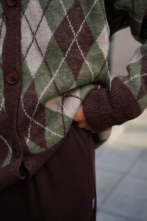 PARATICO - Cardigan oversize a rombi in maglia spessa