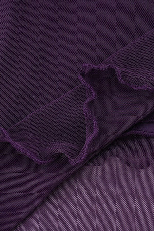 LOZZOLO - Gonna midi viola in mesh con volant