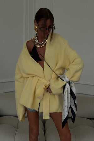 FLAMINIA - Cardigan corto con cintura da annodare