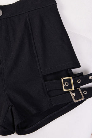 LIZZANELLO - Shorts neri a vita alta con lacci