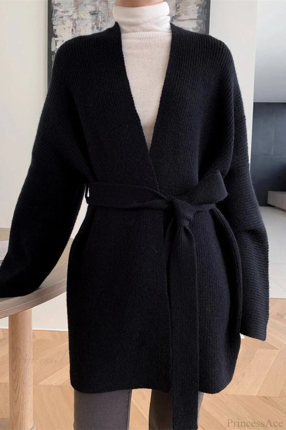 LAPPANO - Lazy-Style Oversized Belted Knit Cardigan
