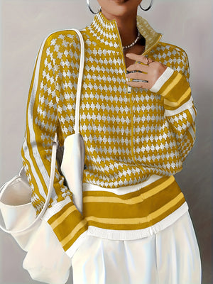 Cardigan • Maglia lavorata • Collo alto e fantasia geometrica ✨ — foto 2