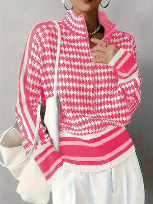 Cardigan • Maglia lavorata • Collo alto e fantasia geometrica ✨ — foto 3